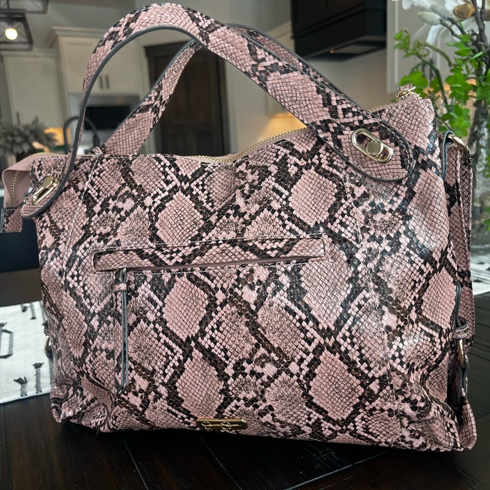 NWOT! JESSICA SIMPSON’s Roxanne Satchel in Rose Python